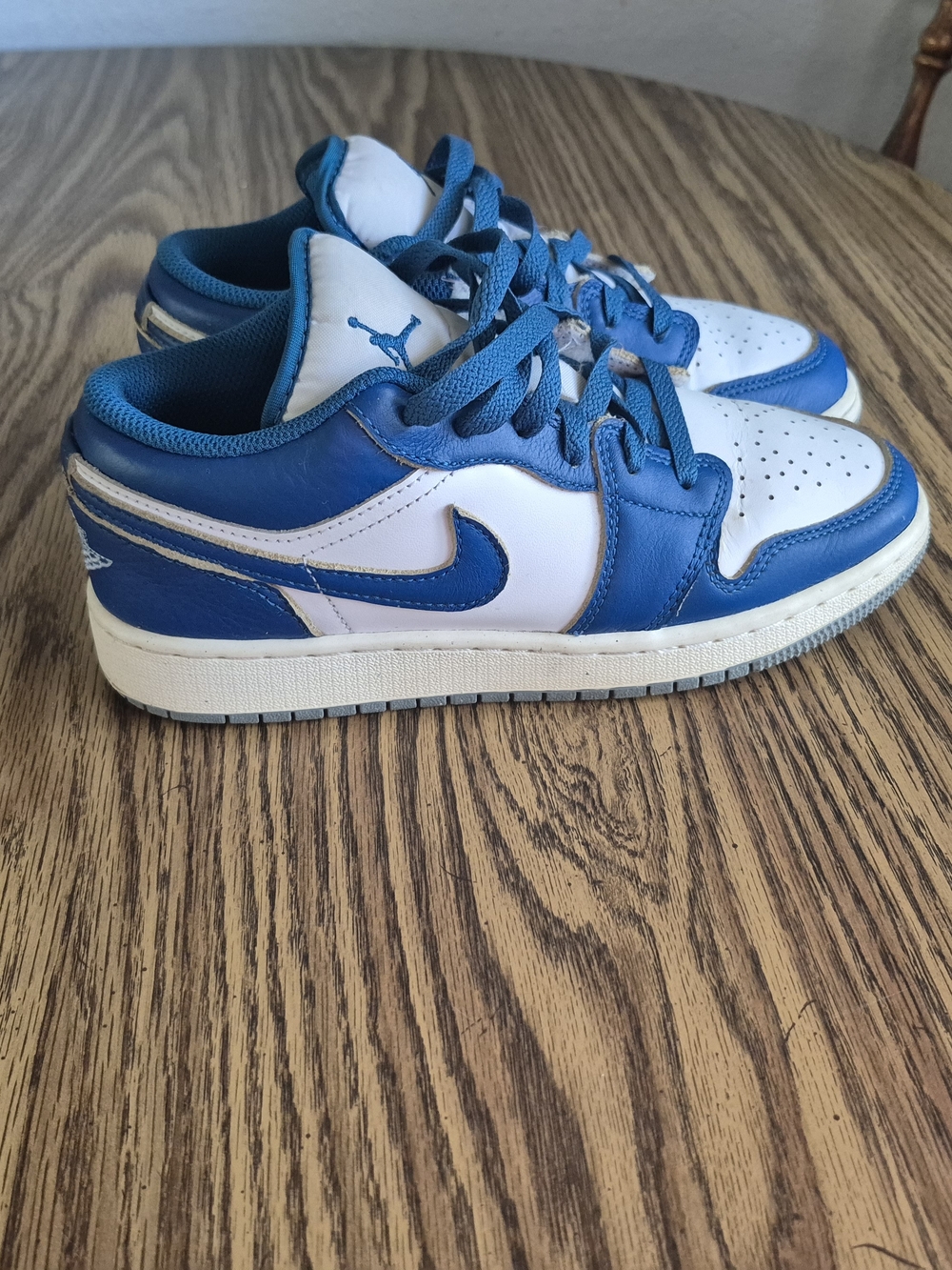 Nike Kids Low-Top Sneakers in White and Blue